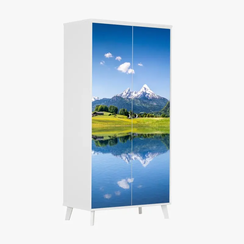 Schrankaufkleber alpenpanorama mit spiegelung im see