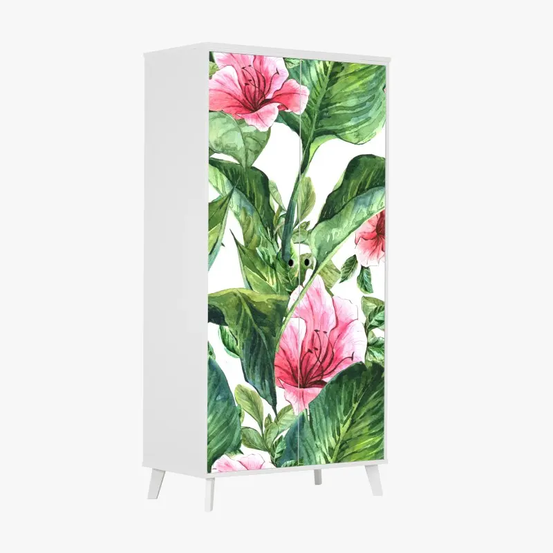 Schrankaufkleber rosa aquarell blumen botanikmotiv