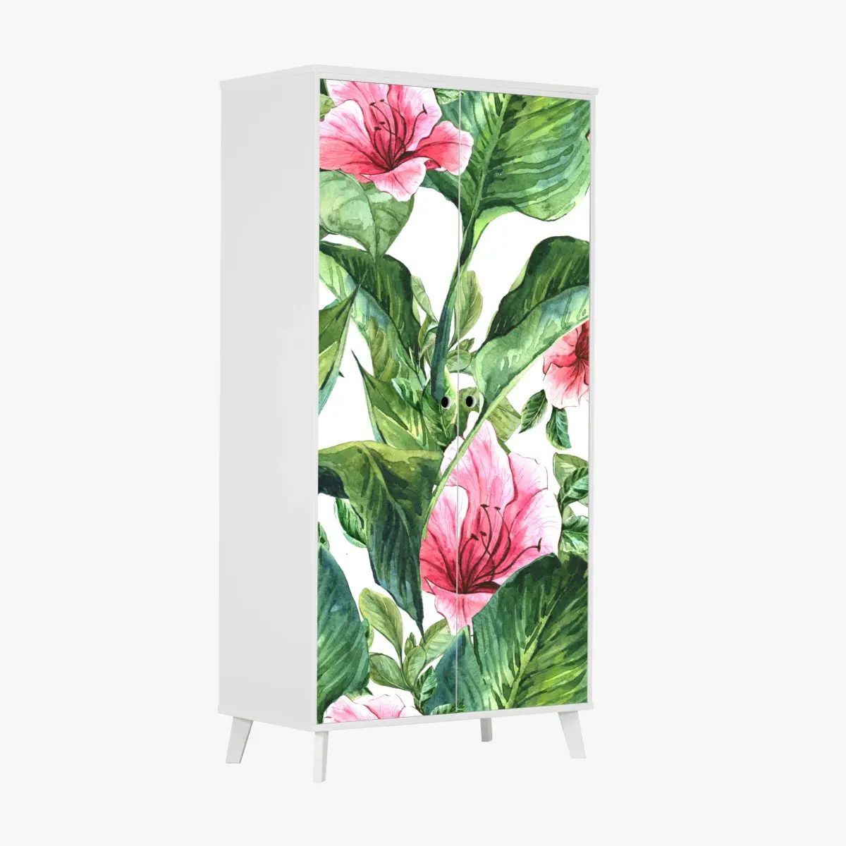 Schrankaufkleber rosa aquarell blumen botanikmotiv – Pixers®