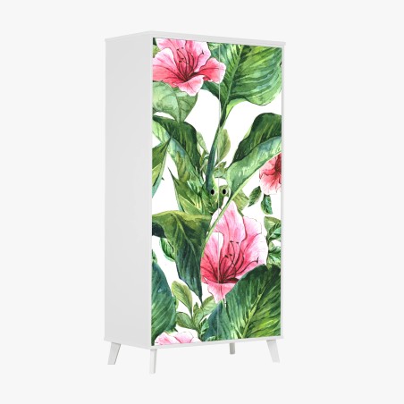 Schrankaufkleber rosa aquarell blumen botanikmotiv – Pixers®