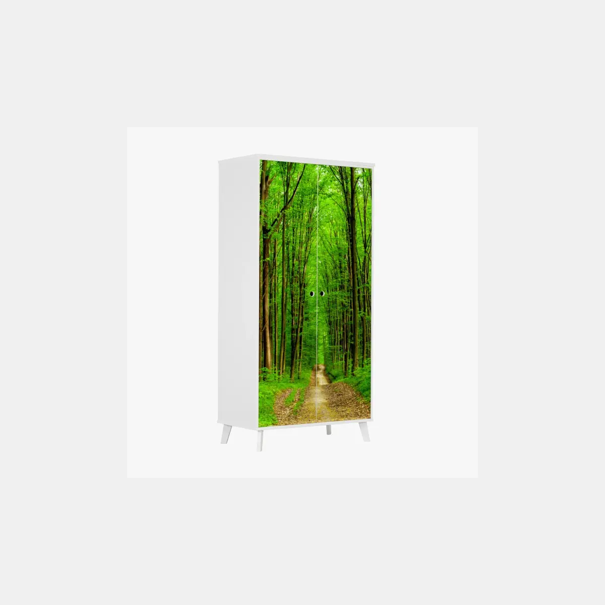 Schrankaufkleber grüner waldweg im frühling – Pixers®
