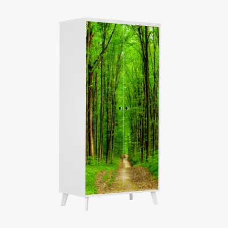 Schrankaufkleber grüner waldweg im frühling – Pixers®