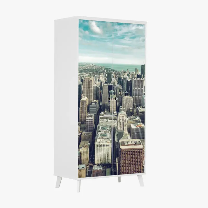Schrankaufkleber Chicago luftaufnahme skyline in türkis vintage-tönen