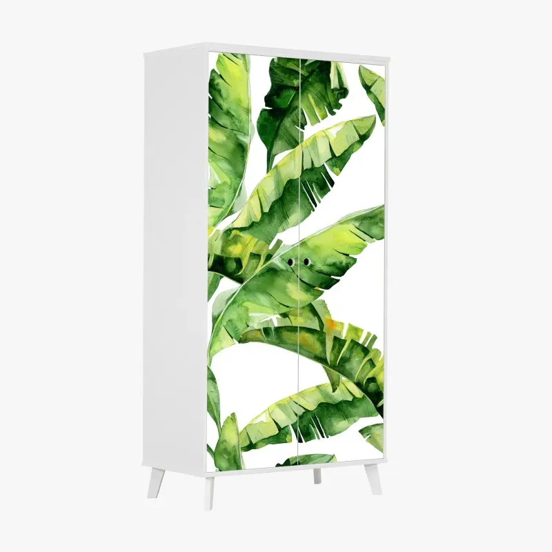 Schrankaufkleber tropisches bananenblatt aquarellmuster