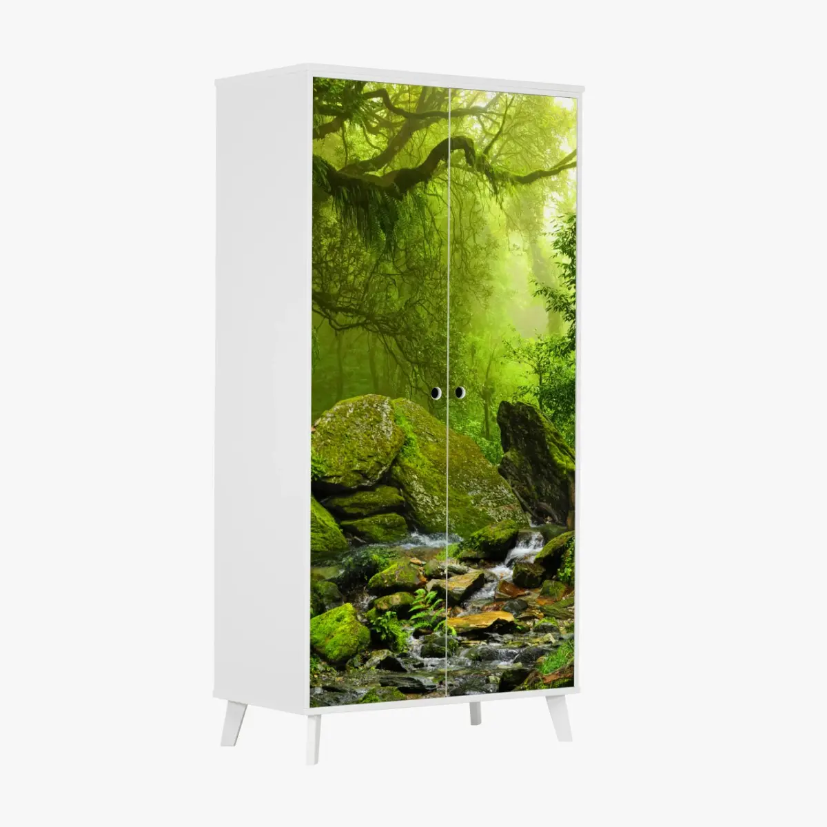 Schrankaufkleber moosbedeckter waldbach – Pixers®