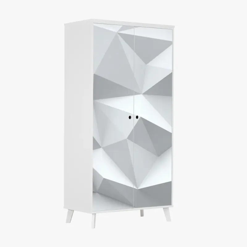 Schrankaufkleber weißes dreidimensionales low-poly geometrisches muster