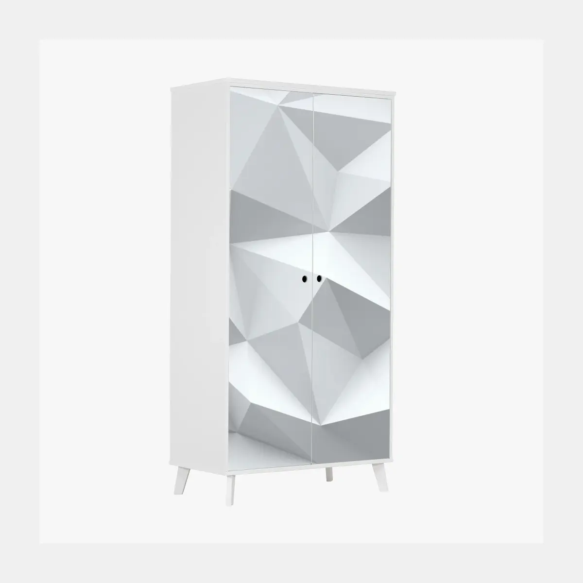 Schrankaufkleber weißes dreidimensionales low-poly geometrisches muster – Pixers®