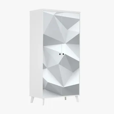 Schrankaufkleber weißes dreidimensionales low-poly geometrisches muster – Pixers®