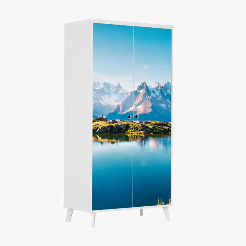 Schrankaufkleber Lac Blanc mit Blick auf Mont Blanc
