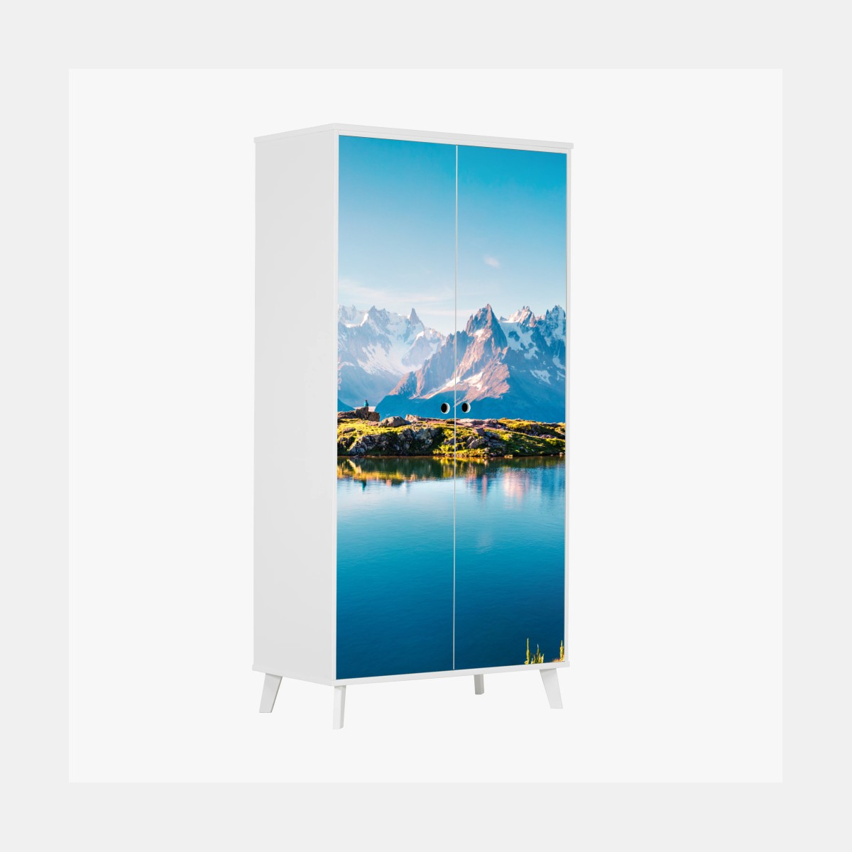 Schrankaufkleber Lac Blanc mit Blick auf Mont Blanc – Pixers®