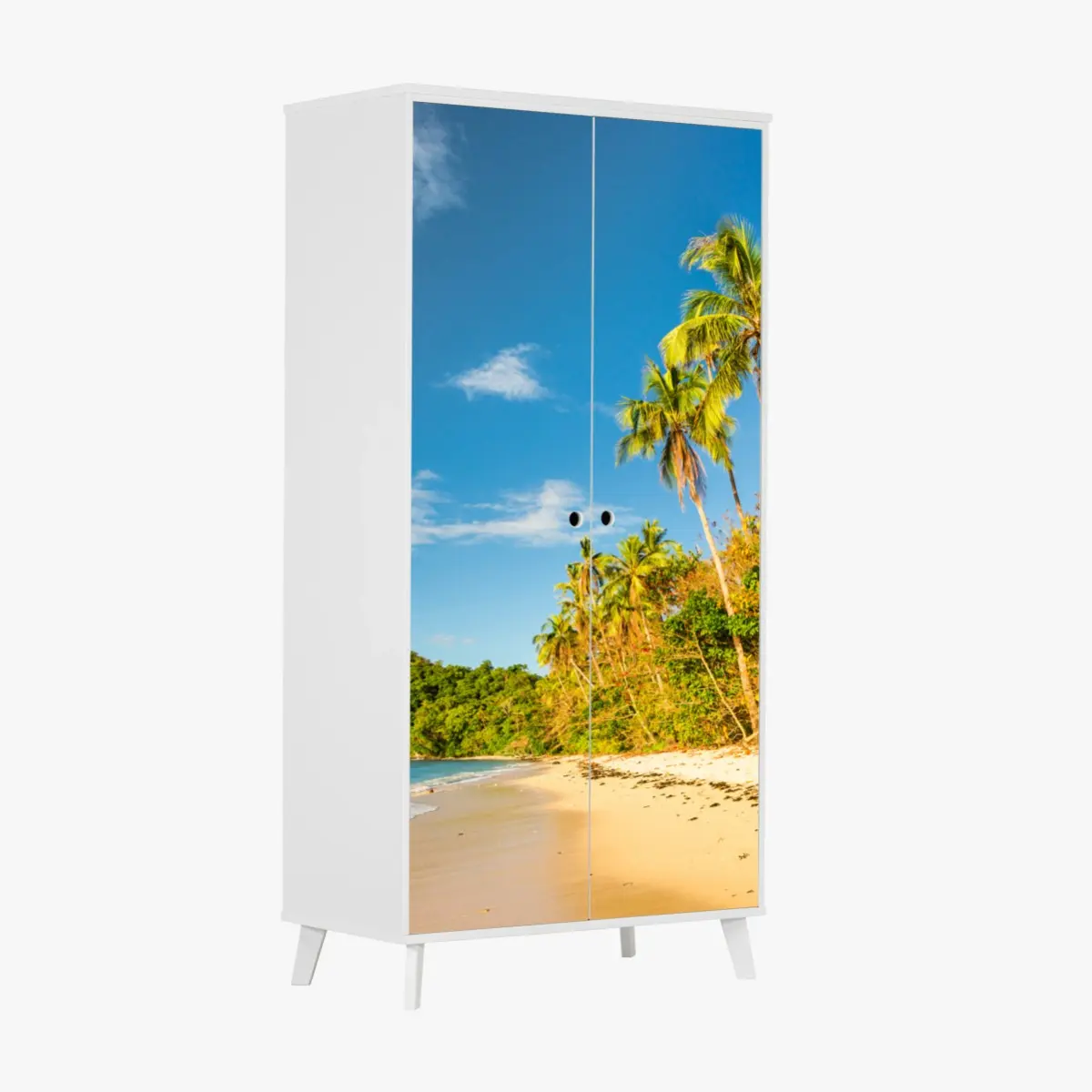 Schrankaufkleber goldener tropischer strand bei sonnenuntergang – Pixers®