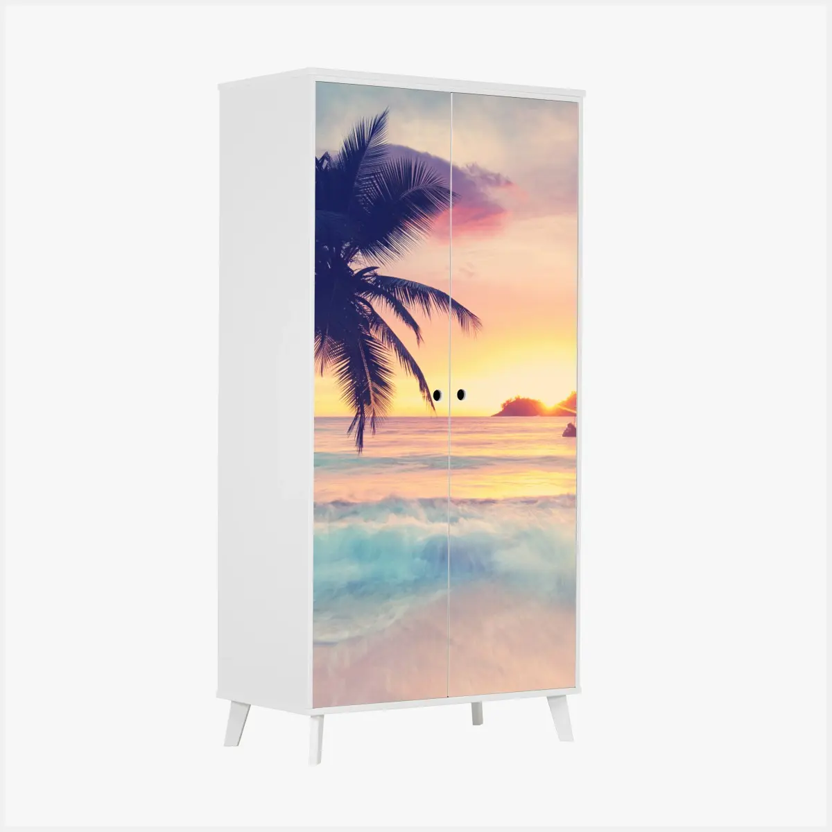 Schrankaufkleber tropischer pastellsonnenuntergang am meer – Pixers®