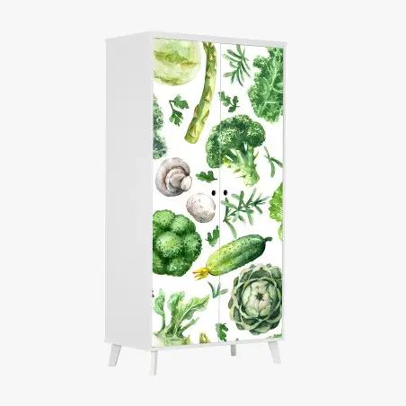 Schrankaufkleber aquarellmuster grünes gemüse – Pixers®
