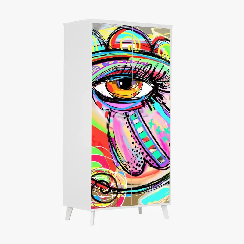 Schrankaufkleber lebhaftes abstraktes auge im pop-art stil