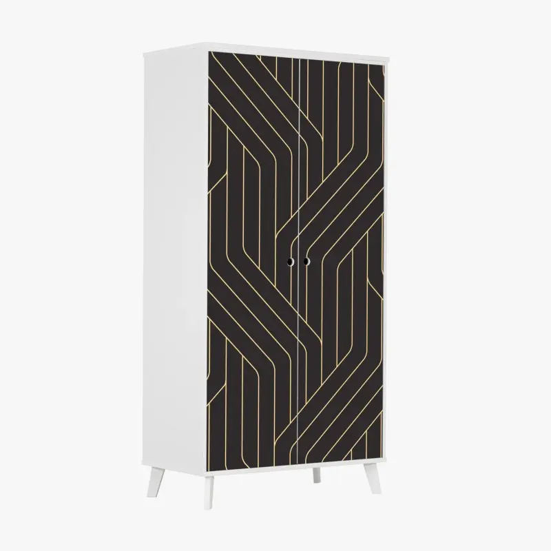 Schrankaufkleber geometrisches art deco muster in schwarz und gold