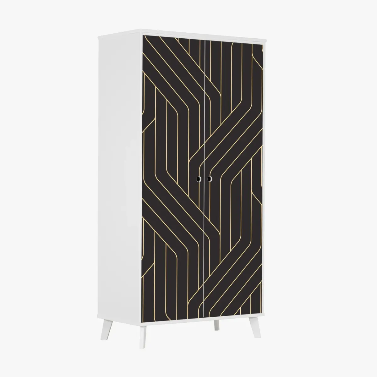 Schrankaufkleber geometrisches art deco muster in schwarz und gold – Pixers®
