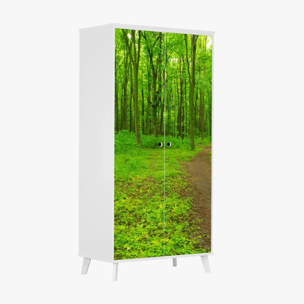 Schrankaufkleber beruhigender grüner waldweg – Pixers®
