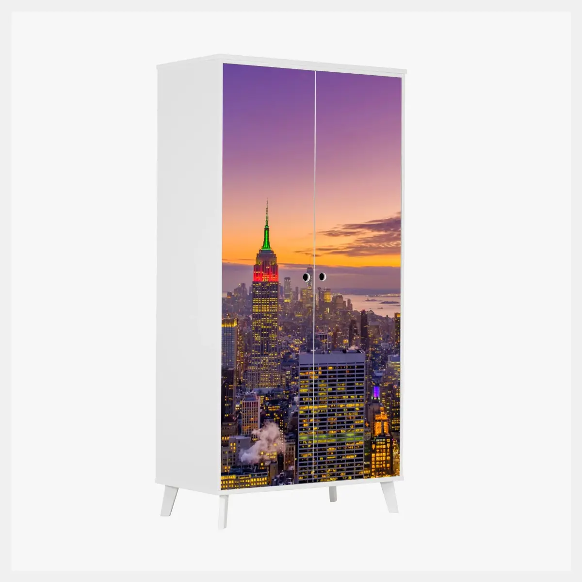 Schrankaufkleber lebendige New York skyline bei sonnenuntergang – Pixers®