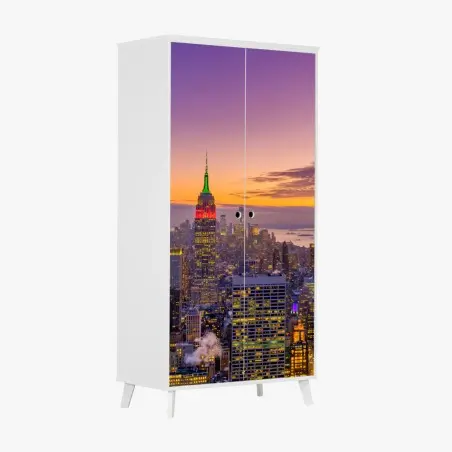 Schrankaufkleber lebendige New York skyline bei sonnenuntergang – Pixers®