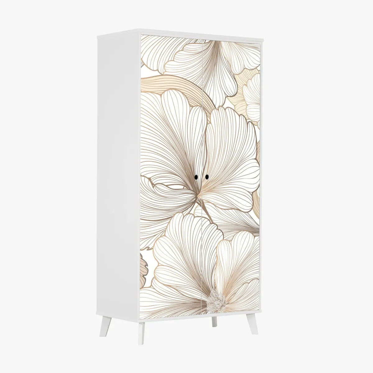 Schrankaufkleber zarte beige blumenillustration – Pixers®
