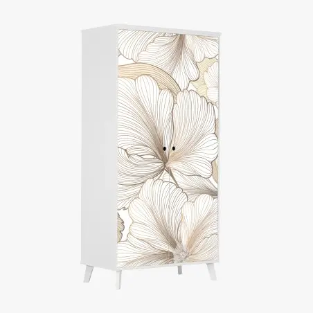 Schrankaufkleber zarte beige blumenillustration – Pixers®
