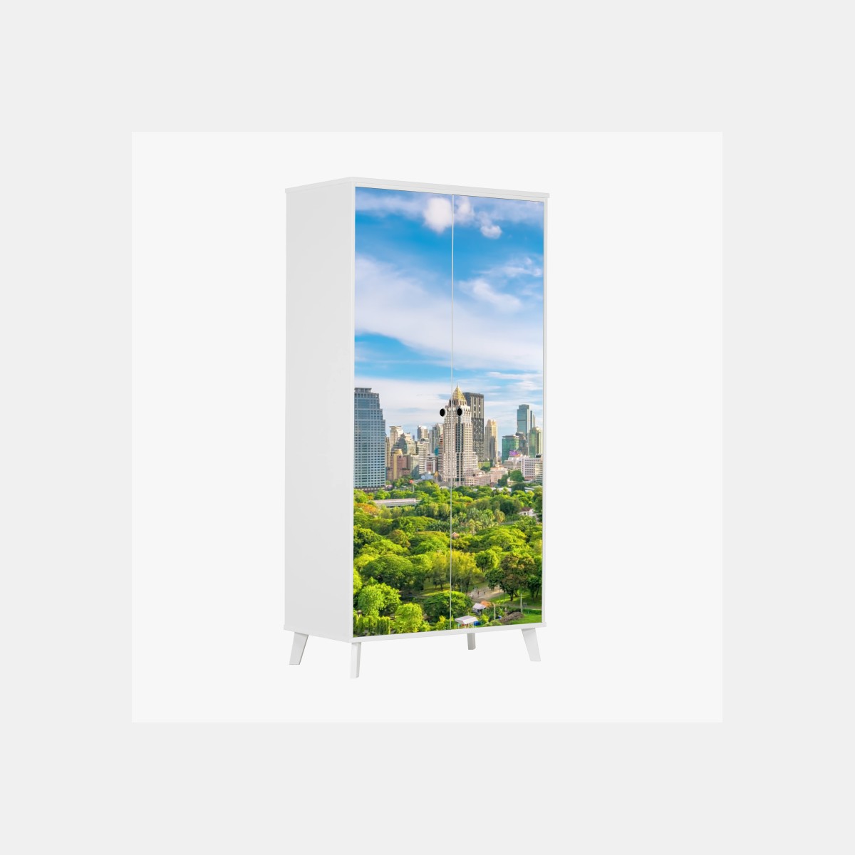 Schrankaufkleber lebendige Bangkok skyline über Lumpini Park – Pixers®