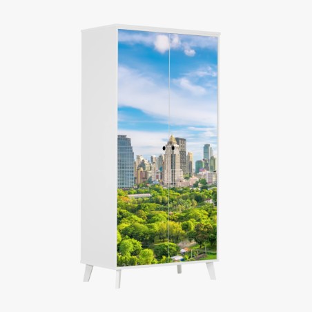 Schrankaufkleber lebendige Bangkok skyline über Lumpini Park – Pixers®