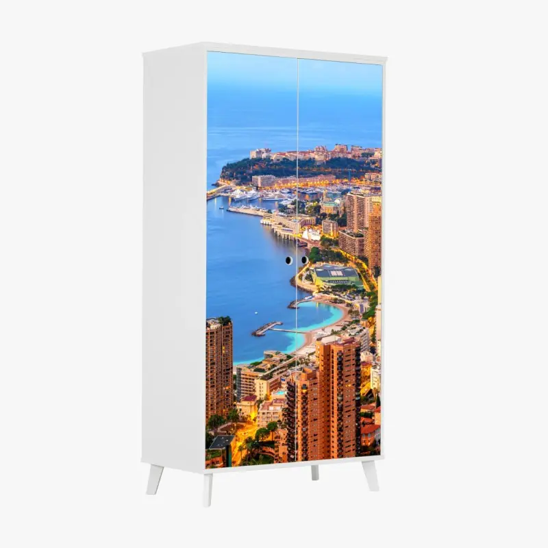 Schrankaufkleber Monaco küstenstadt panorama bei dämmerung