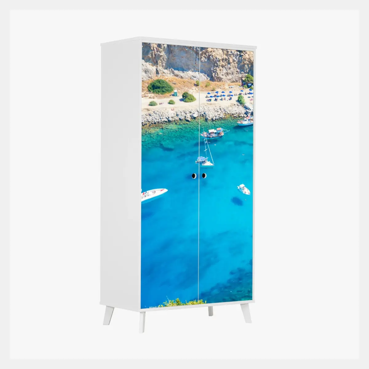 Schrankaufkleber luftaufnahme der Anthony Quinn Bucht, Rhodos – Pixers®