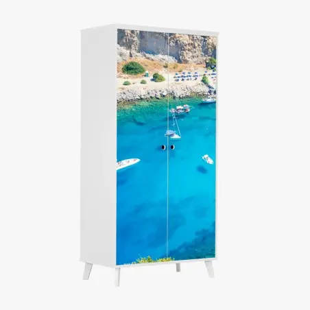 Schrankaufkleber luftaufnahme der Anthony Quinn Bucht, Rhodos – Pixers®