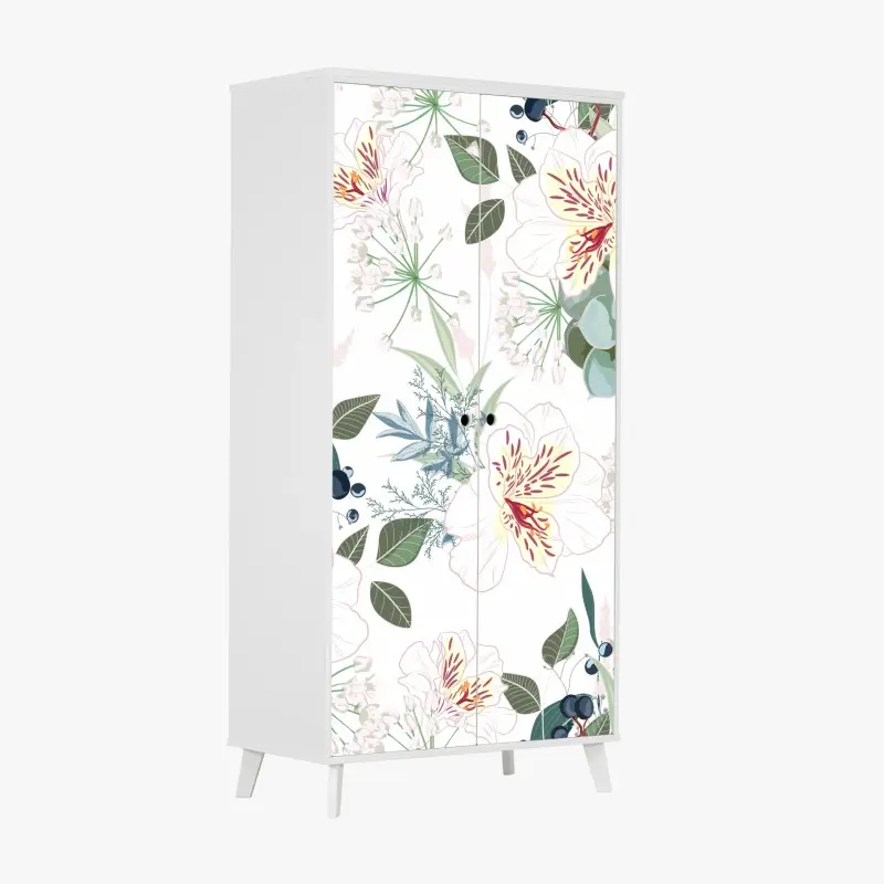 Schrankaufkleber zartes pastell blumenmuster