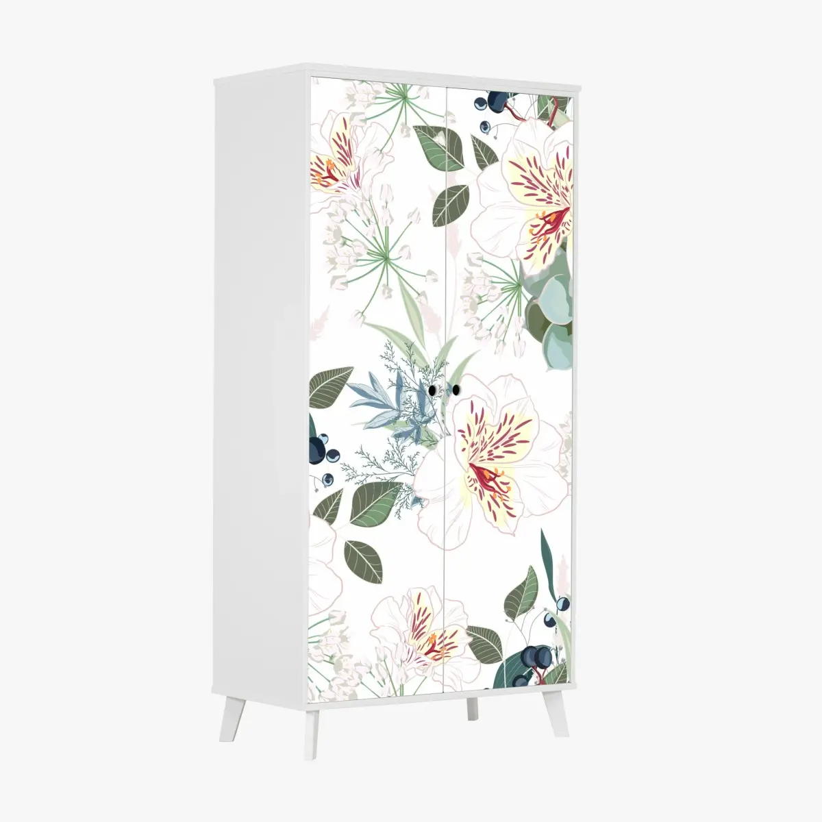 Schrankaufkleber zartes pastell blumenmuster – Pixers®