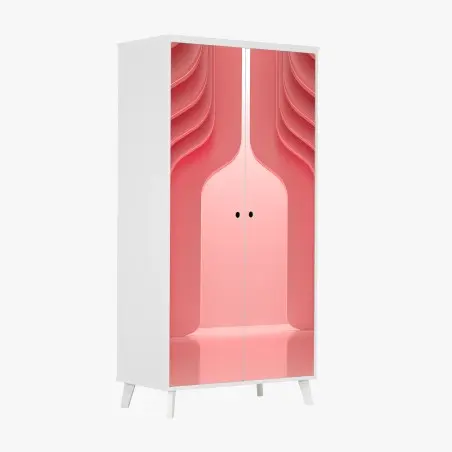 Schrankaufkleber zeitgenössisches korallenrosa architekturmotiv – Pixers®