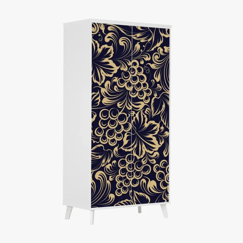 Schrankaufkleber elegantes barockes weintraubenmuster in gold
