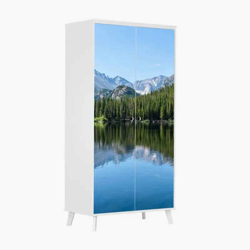 Schrankaufkleber gebirgssee mit spiegelung