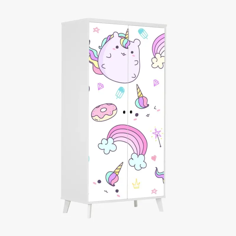 Schrankaufkleber verspieltes pastell-einhorn-katzenmuster