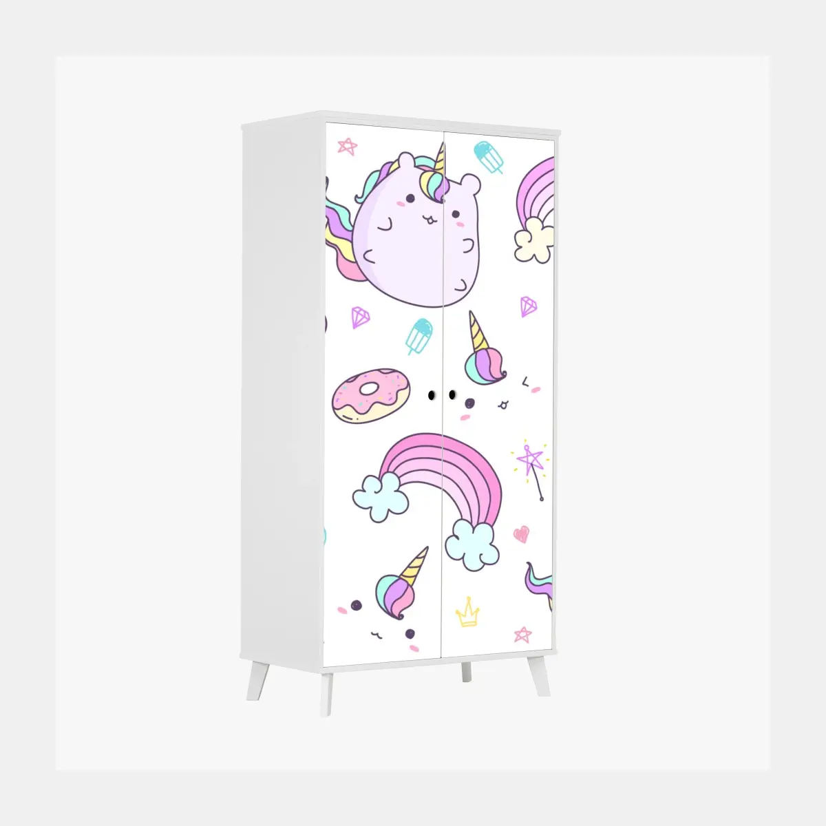 Schrankaufkleber verspieltes pastell-einhorn-katzenmuster – Pixers®