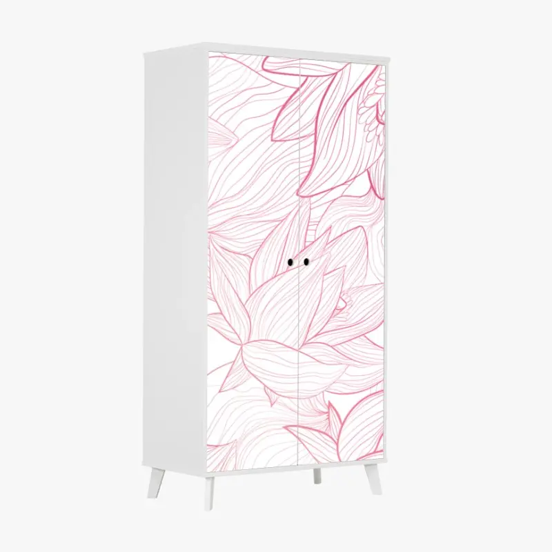 Schrankaufkleber zartes rosa blumenlinienmuster