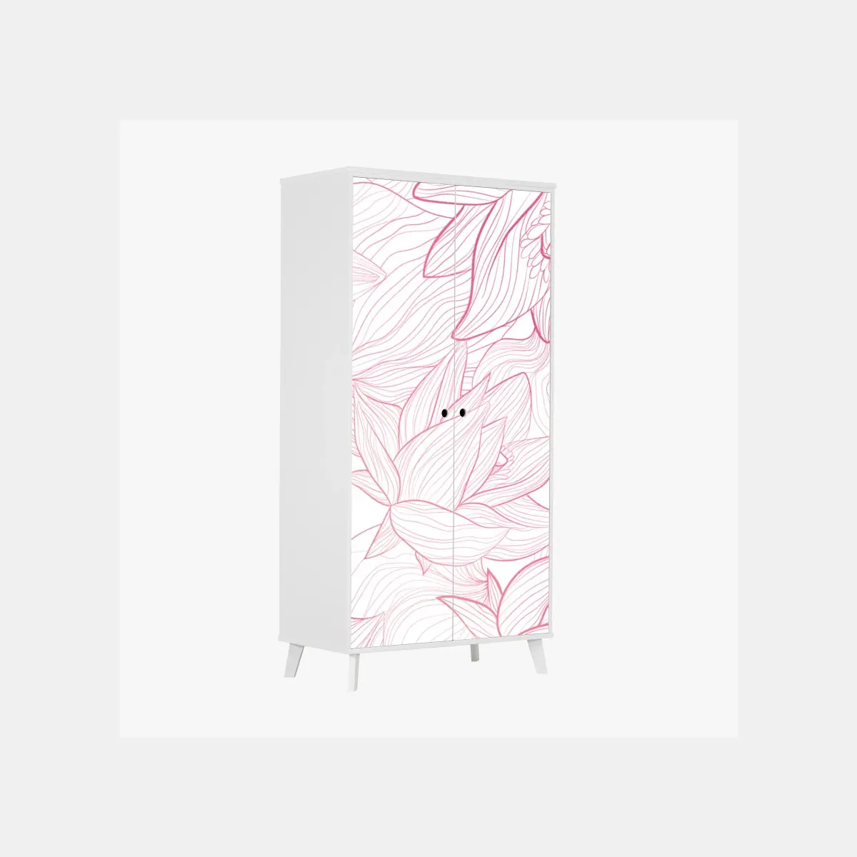 Schrankaufkleber zartes rosa blumenlinienmuster – Pixers®