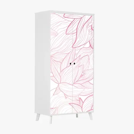 Schrankaufkleber zartes rosa blumenlinienmuster – Pixers®