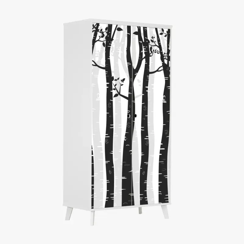 Schrankaufkleber monochromatischer birkenwald
