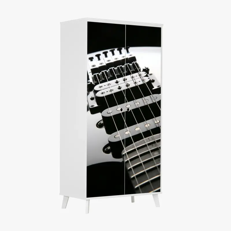 Schrankaufkleber nahaufnahme einer schwarzen elektrogitarre