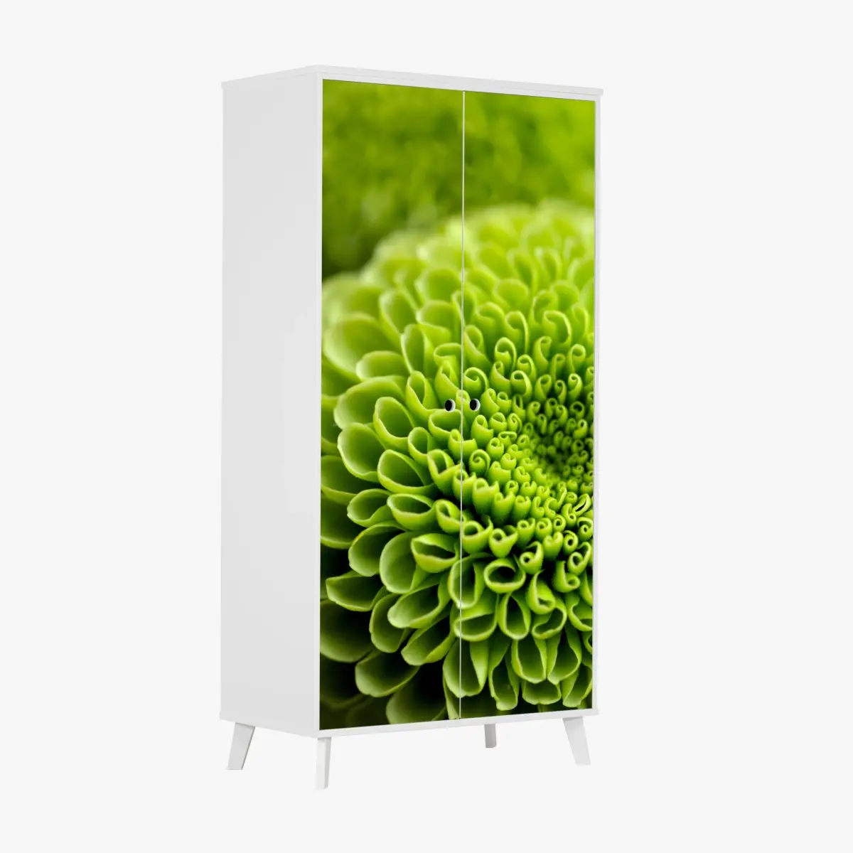 Schrankaufkleber leuchtende grüne blumenspirale im makro – Pixers®