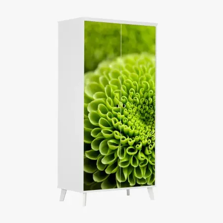 Schrankaufkleber leuchtende grüne blumenspirale im makro – Pixers®