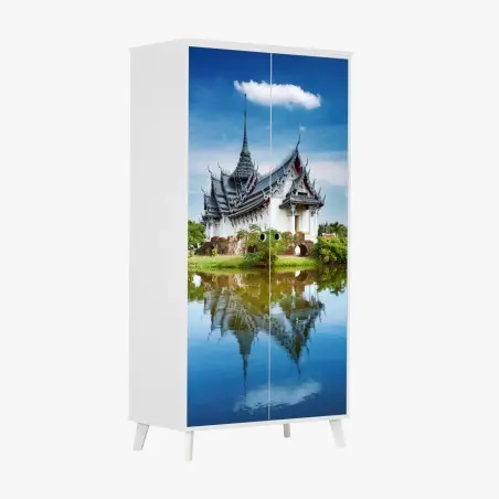 Schrankaufkleber Sanphet Prasat palast am spiegelnden see – Pixers®