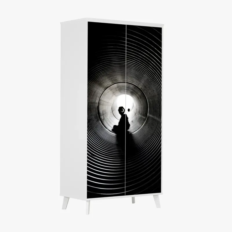 Schrankaufkleber silhouette in einem spiraltunnel