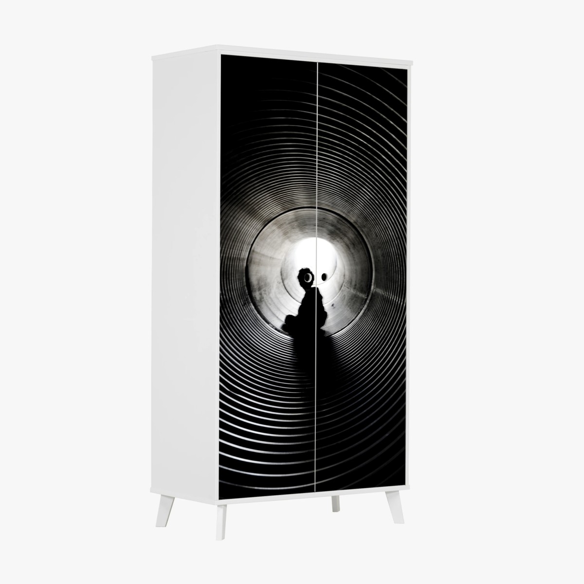 Schrankaufkleber silhouette in einem spiraltunnel – Pixers®