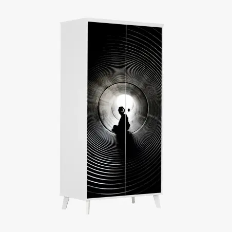 Schrankaufkleber silhouette in einem spiraltunnel – Pixers®