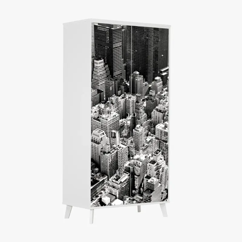 Schrankaufkleber Manhattan luftaufnahme skyline in monochrom