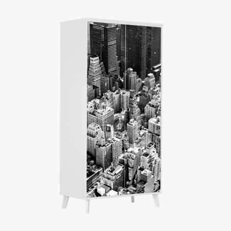 Schrankaufkleber Manhattan luftaufnahme skyline in monochrom – Pixers®